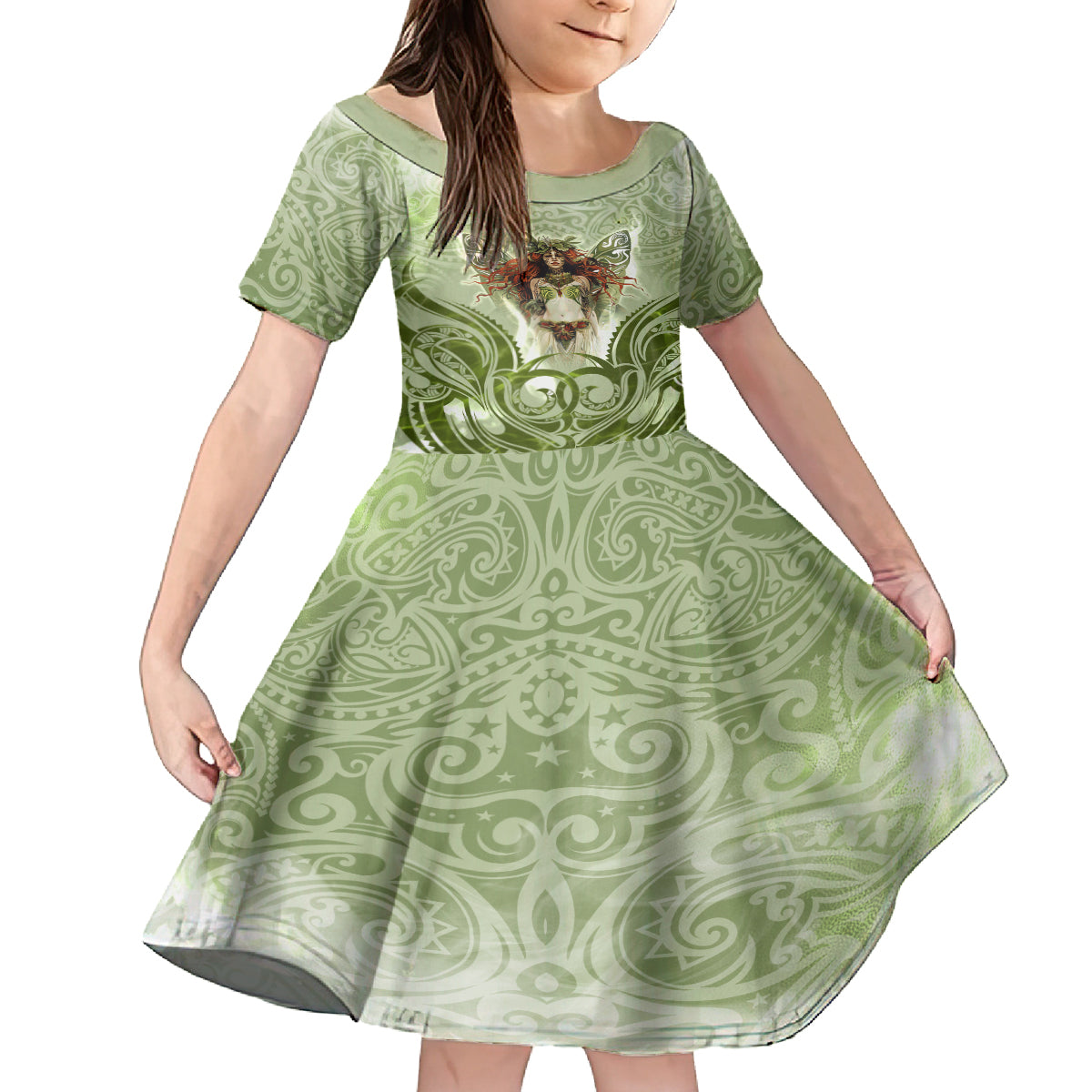 New Zealand Maori Fairy Patupaiarehe Family Matching Long Sleeve Bodycon Dress and Hawaiian Shirt Polynesian Style LT05 Daughter's Dress Red - Polynesian Pride