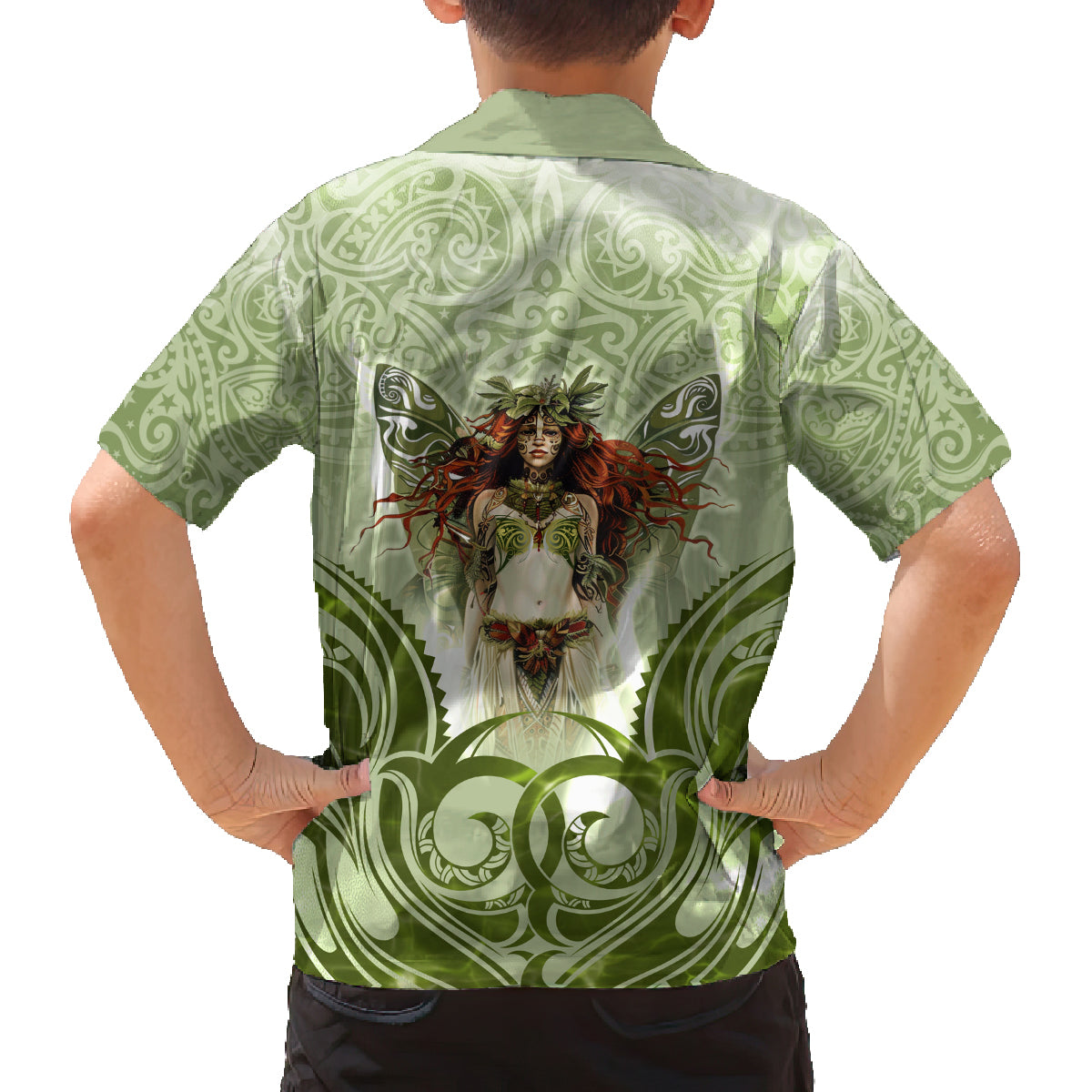 New Zealand Maori Fairy Patupaiarehe Family Matching Off Shoulder Short Dress and Hawaiian Shirt Polynesian Style LT05 - Polynesian Pride