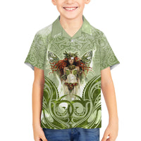 New Zealand Maori Fairy Patupaiarehe Family Matching Off Shoulder Short Dress and Hawaiian Shirt Polynesian Style LT05 Son's Shirt Red - Polynesian Pride
