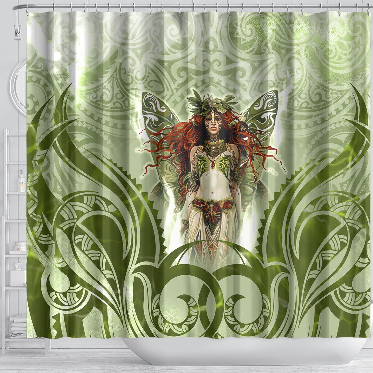 New Zealand Maori Fairy Patupaiarehe Shower Curtain Polynesian Style