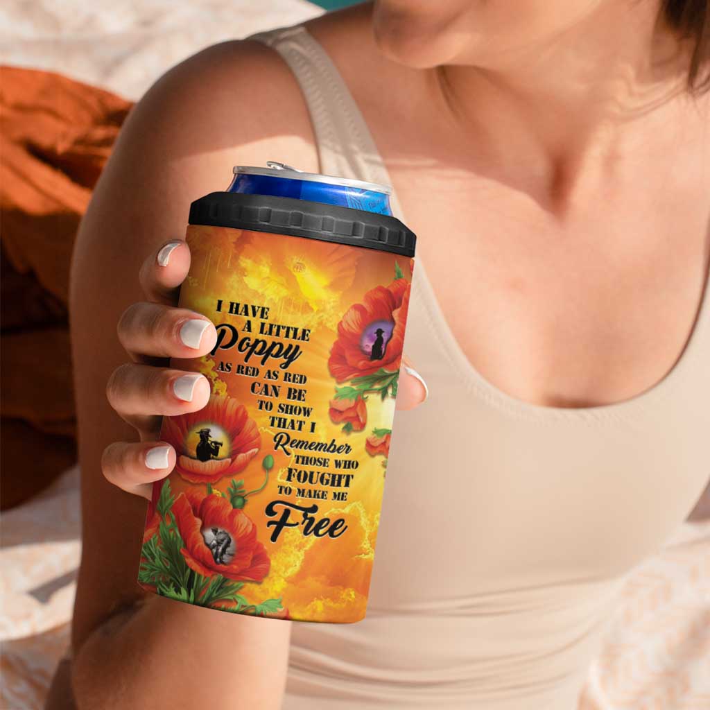 ANZAC Day Red Poppy 4 in 1 Can Cooler Tumbler Honoring The ANZAC Spirit