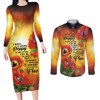 ANZAC Day Red Poppy Couples Matching Long Sleeve Bodycon Dress and Long Sleeve Button Shirt Honoring The ANZAC Spirit LT05 Orange - Polynesian Pride