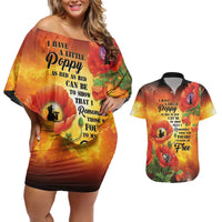 ANZAC Day Red Poppy Couples Matching Off Shoulder Short Dress and Hawaiian Shirt Honoring The ANZAC Spirit LT05 Orange - Polynesian Pride