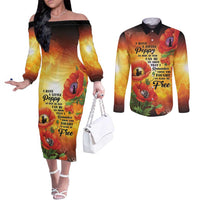 ANZAC Day Red Poppy Couples Matching Off The Shoulder Long Sleeve Dress and Long Sleeve Button Shirt Honoring The ANZAC Spirit LT05 Orange - Polynesian Pride