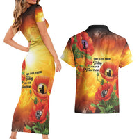 ANZAC Day Red Poppy Couples Matching Short Sleeve Bodycon Dress and Hawaiian Shirt Honoring The ANZAC Spirit LT05 - Polynesian Pride