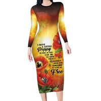 ANZAC Day Red Poppy Family Matching Long Sleeve Bodycon Dress and Hawaiian Shirt Honoring The ANZAC Spirit LT05 Mom's Dress Orange - Polynesian Pride