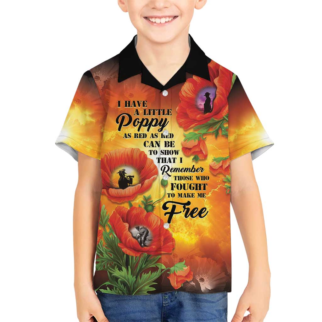 ANZAC Day Red Poppy Family Matching Long Sleeve Bodycon Dress and Hawaiian Shirt Honoring The ANZAC Spirit LT05 Son's Shirt Orange - Polynesian Pride