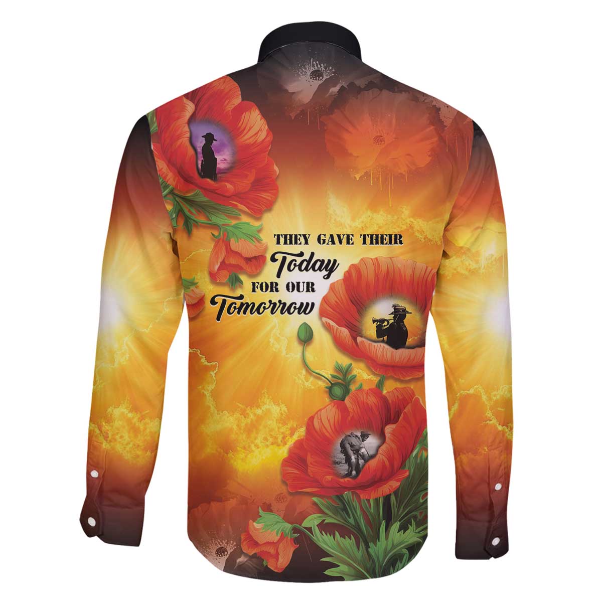 ANZAC Day Red Poppy Family Matching Off The Shoulder Long Sleeve Dress and Hawaiian Shirt Honoring The ANZAC Spirit LT05 - Polynesian Pride