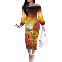 ANZAC Day Red Poppy Family Matching Off The Shoulder Long Sleeve Dress and Hawaiian Shirt Honoring The ANZAC Spirit LT05 Mom's Dress Orange - Polynesian Pride