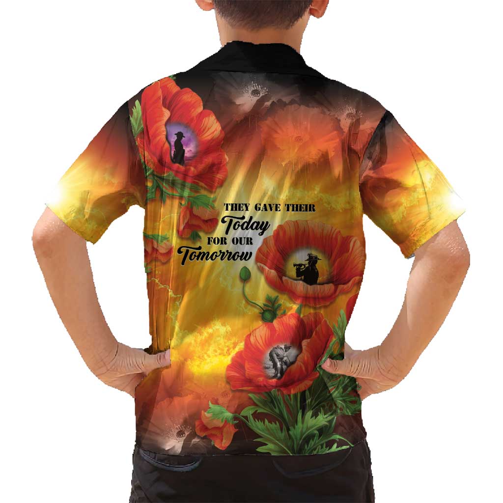 ANZAC Day Red Poppy Family Matching Off Shoulder Short Dress and Hawaiian Shirt Honoring The ANZAC Spirit LT05 - Polynesian Pride