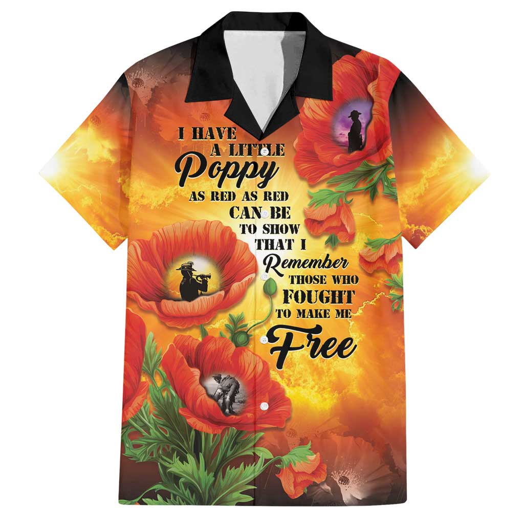 ANZAC Day Red Poppy Family Matching Off Shoulder Short Dress and Hawaiian Shirt Honoring The ANZAC Spirit LT05 Dad's Shirt - Short Sleeve Orange - Polynesian Pride