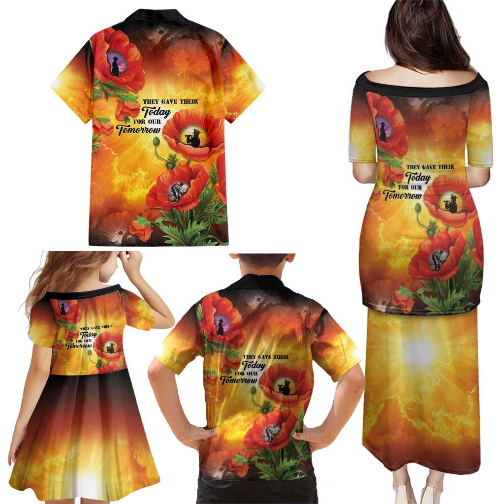 ANZAC Day Red Poppy Family Matching Puletasi and Hawaiian Shirt Honoring The ANZAC Spirit LT05 - Polynesian Pride