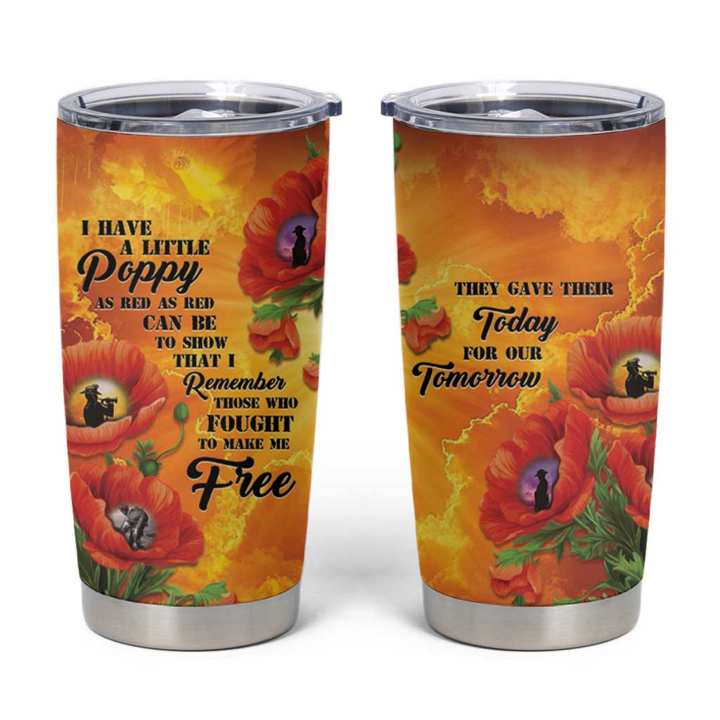ANZAC Day Red Poppy Tumbler Cup Honoring The ANZAC Spirit