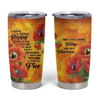 ANZAC Day Red Poppy Tumbler Cup Honoring The ANZAC Spirit