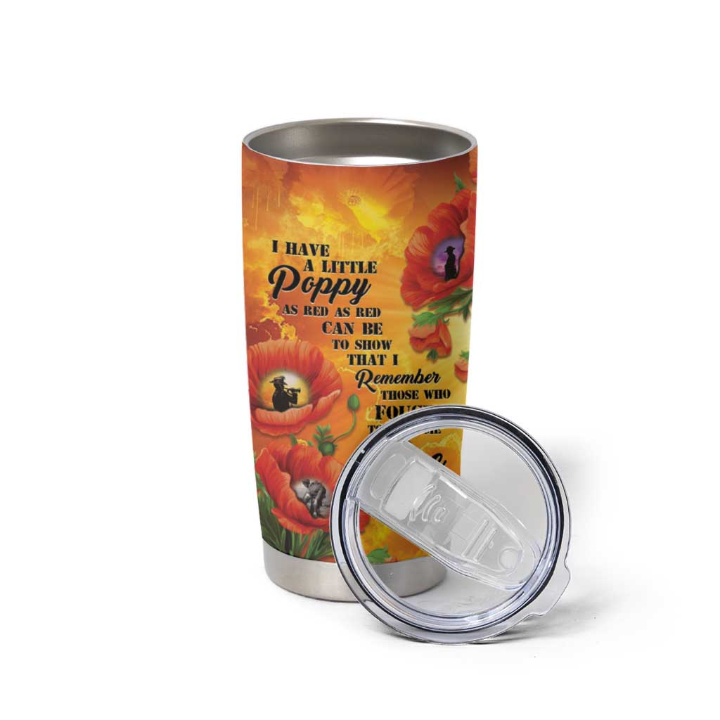ANZAC Day Red Poppy Tumbler Cup Honoring The ANZAC Spirit