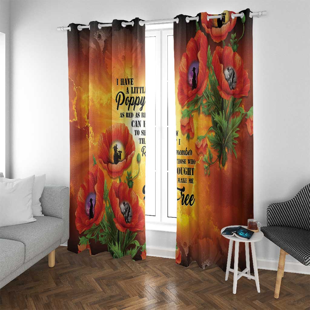 ANZAC Day Red Poppy Window Curtain Honoring The ANZAC Spirit