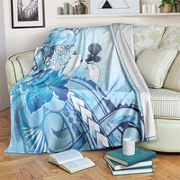 Aotearoa Maori Wahine Blanket Fantail Bird Blue Gold Marble