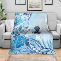 Aotearoa Maori Wahine Blanket Fantail Bird Blue Gold Marble