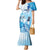 Aotearoa Maori Wahine Family Matching Mermaid Dress and Hawaiian Shirt Fantail Bird Blue Gold Marble