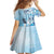 Aotearoa Maori Wahine Family Matching Off Shoulder Short Dress and Hawaiian Shirt Fantail Bird Blue Gold Marble