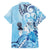 Aotearoa Maori Wahine Family Matching Off Shoulder Short Dress and Hawaiian Shirt Fantail Bird Blue Gold Marble