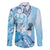 Aotearoa Maori Wahine Family Matching Off Shoulder Short Dress and Hawaiian Shirt Fantail Bird Blue Gold Marble