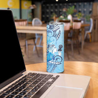 Aotearoa Maori Wahine Skinny Tumbler Fantail Bird Blue Gold Marble LT05 - Polynesian Pride