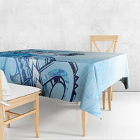 Aotearoa Maori Wahine Tablecloth Fantail Bird Blue Gold Marble