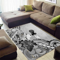 Aotearoa Maori Wahine Area Rug Fantail Bird Black Gold Marble