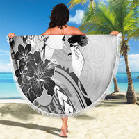 Aotearoa Maori Wahine Beach Blanket Fantail Bird Black Gold Marble