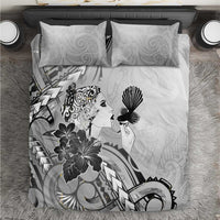 Aotearoa Maori Wahine Bedding Set Fantail Bird Black Gold Marble