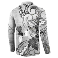 Aotearoa Maori Wahine Button Sweatshirt Fantail Bird Black Gold Marble