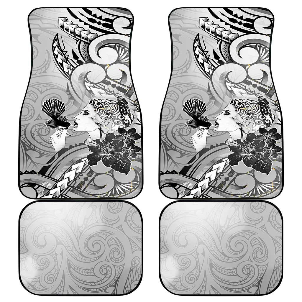 Aotearoa Maori Wahine Car Mats Fantail Bird Black Gold Marble