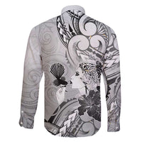 Aotearoa Maori Wahine Family Matching Tank Maxi Dress and Hawaiian Shirt Fantail Bird Black Gold Marble