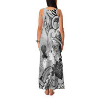 Aotearoa Maori Wahine Family Matching Tank Maxi Dress and Hawaiian Shirt Fantail Bird Black Gold Marble
