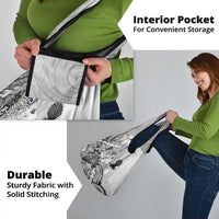 Aotearoa Maori Wahine Grocery Bag Fantail Bird Black Gold Marble