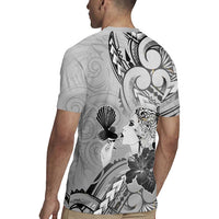 Aotearoa Maori Wahine Rugby Jersey Fantail Bird Black Gold Marble