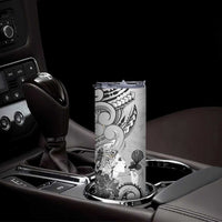 Aotearoa Maori Wahine Skinny Tumbler Fantail Bird Black Gold Marble LT05 - Polynesian Pride
