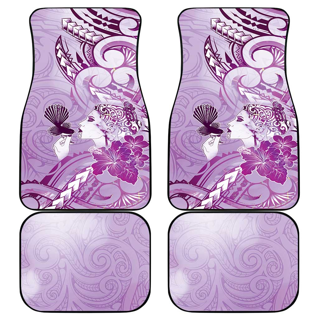 Aotearoa Maori Wahine Car Mats Fantail Bird Purple Gold Marble
