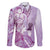 Aotearoa Maori Wahine Family Matching Off Shoulder Short Dress and Hawaiian Shirt Fantail Bird Purple Gold Marble