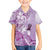 Aotearoa Maori Wahine Family Matching Off Shoulder Short Dress and Hawaiian Shirt Fantail Bird Purple Gold Marble