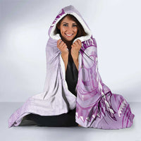 Aotearoa Maori Wahine Hooded Blanket Fantail Bird Purple Gold Marble