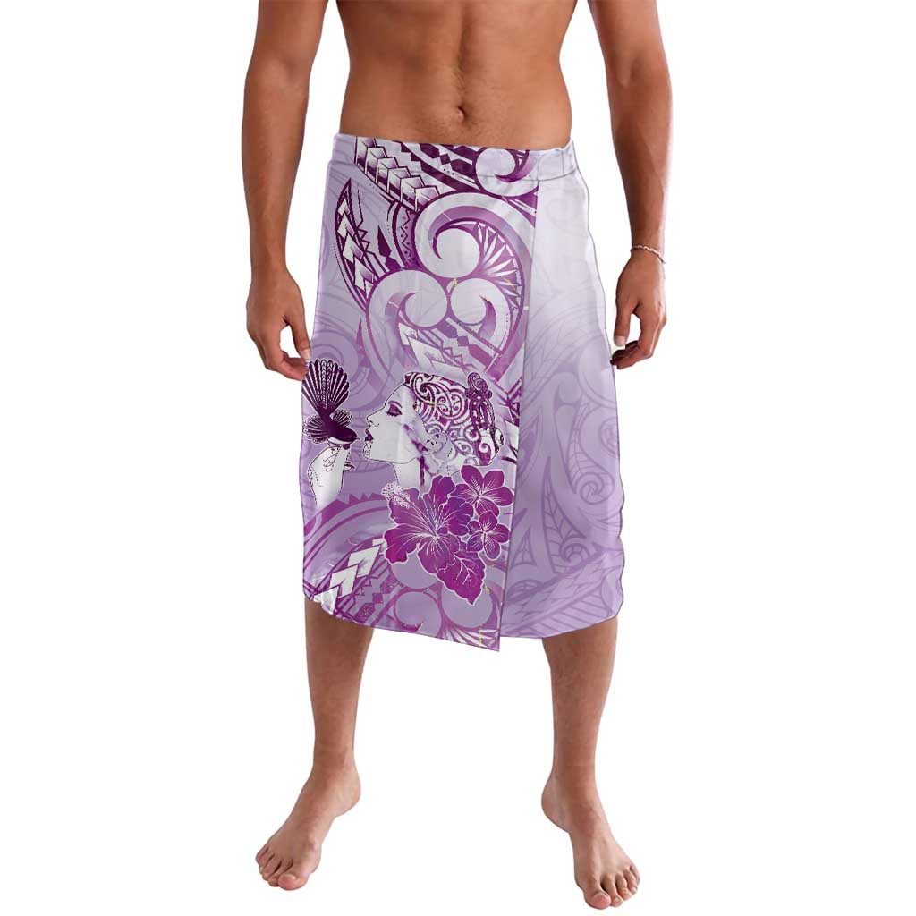 Aotearoa Maori Wahine Lavalava Fantail Bird Purple Gold Marble