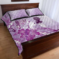 Aotearoa Maori Wahine Quilt Bed Set Fantail Bird Purple Gold Marble