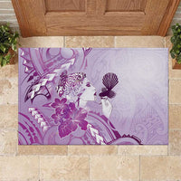 Aotearoa Maori Wahine Rubber Doormat Fantail Bird Purple Gold Marble