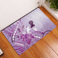 Aotearoa Maori Wahine Rubber Doormat Fantail Bird Purple Gold Marble