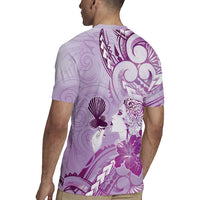 Aotearoa Maori Wahine Rugby Jersey Fantail Bird Purple Gold Marble