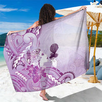 Aotearoa Maori Wahine Sarong Fantail Bird Purple Gold Marble