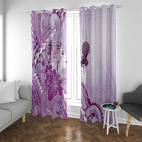 Aotearoa Maori Wahine Window Curtain Fantail Bird Purple Gold Marble