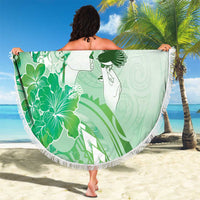Aotearoa Maori Wahine Beach Blanket Fantail Bird Green Gold Marble